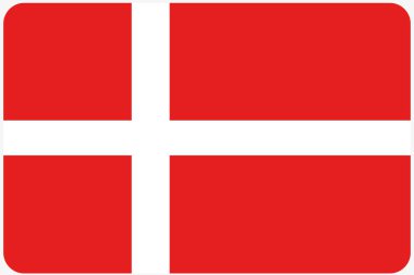 Köşeleri yuvarlatılmış ülke Danimarka bayrağı çizimi
