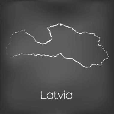 Adı ve şeklini tebeşir gemide izole ülke şekli