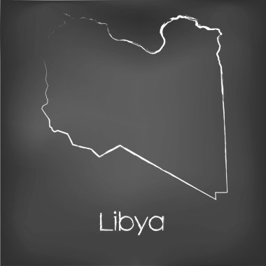 Adı ve şeklini tebeşir gemide izole ülke şekli