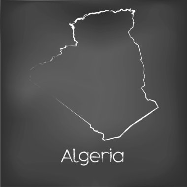 Adı ve şeklini tebeşir gemide izole ülke şekli