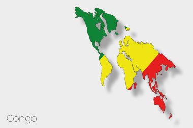 Kongo ülke 3D izometrik bayrağı çizimi