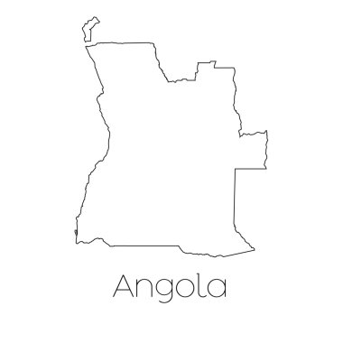 Angola ülkenin arka plan üzerinde izole ülke şekli