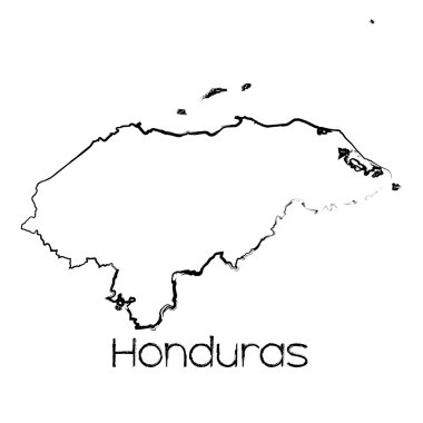 Honduras ülkenin karalanmış şekli