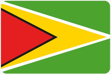 Köşeleri yuvarlatılmış Guyana ülke bayrağı çizimi