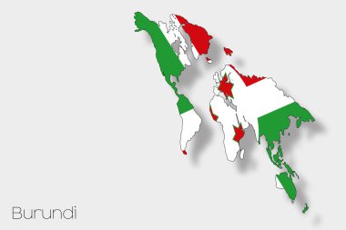 Burundi ülke 3D izometrik bayrağı çizimi