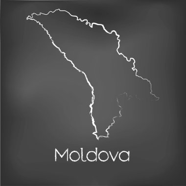 Adı ve şeklini tebeşir gemide izole ülke şekli