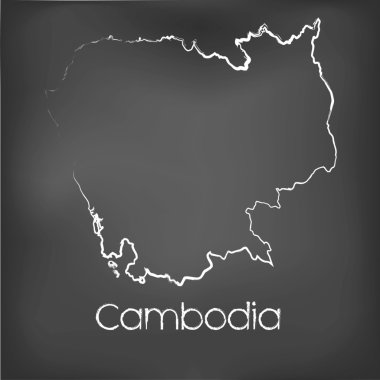 Adı ve şeklini tebeşir gemide izole ülke şekli