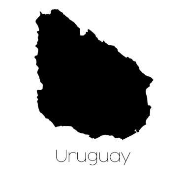 Uruguay ülkenin arka plan üzerinde izole ülke şekli