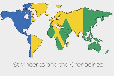 Şeklin içindeki bayrak resmi ülke Dünya Haritası