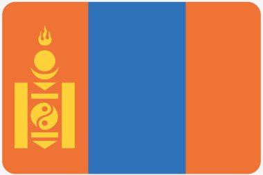 Köşeleri yuvarlatılmış Mongoli ülke bayrağı çizimi