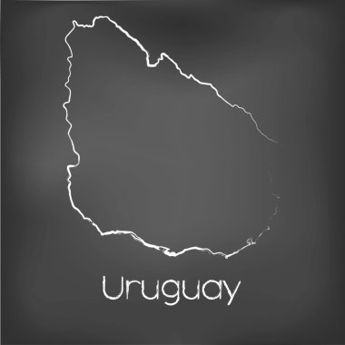 Adı ve şeklini tebeşir gemide izole ülke şekli