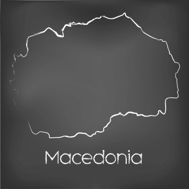 Adı ve şeklini tebeşir gemide izole ülke şekli