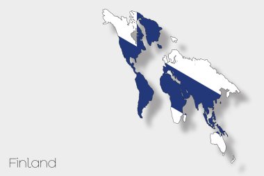 Finlandiya ülke 3D izometrik bayrağı çizimi