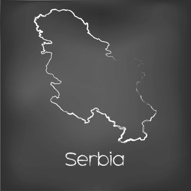 Adı ve şeklini tebeşir gemide izole ülke şekli