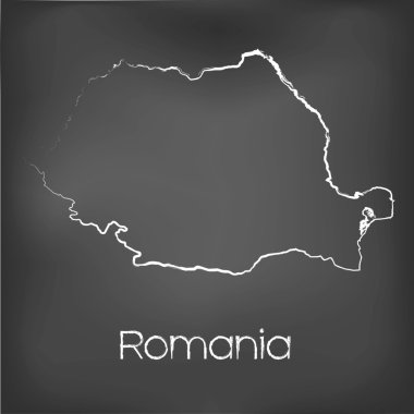 Adı ve şeklini tebeşir gemide izole ülke şekli