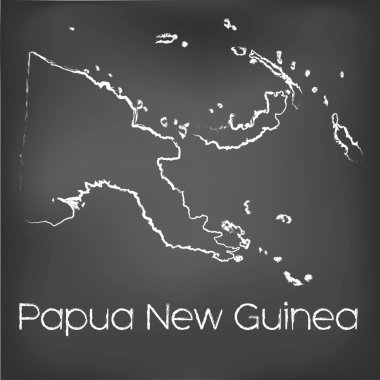 Adı ve şeklini tebeşir gemide izole ülke şekli