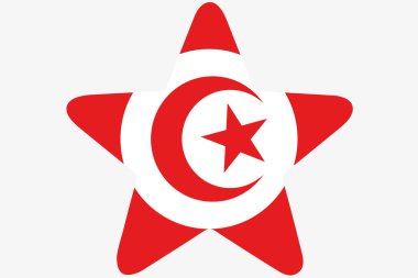 Tunus ülke içinde bir yıldız bayrağı çizimi