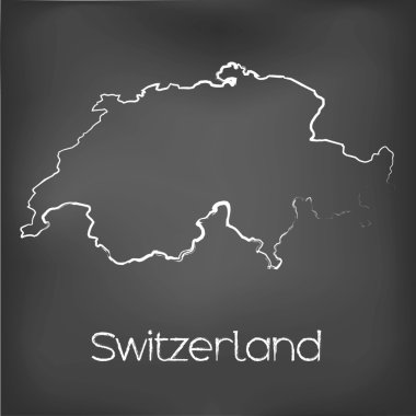 Adı ve şeklini tebeşir gemide izole ülke şekli