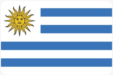 Köşeleri yuvarlatılmış Uruguay ülke bayrağı çizimi