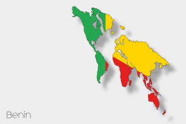 Benin ülke 3D izometrik bayrağı çizimi