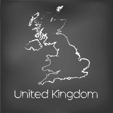 Adı ve şeklini tebeşir gemide izole ülke şekli