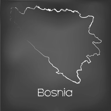 Adı ve şeklini tebeşir gemide izole ülke şekli