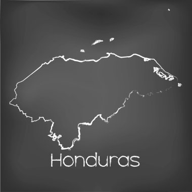 Adı ve şeklini tebeşir gemide izole ülke şekli