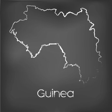 Adı ve şeklini tebeşir gemide izole ülke şekli