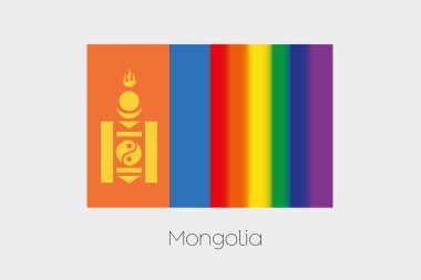 LGBT bayrak illüstrasyon ile Moğolistan bayrağı