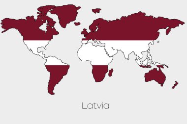 Şeklin içindeki bayrak resmi ülke Dünya Haritası