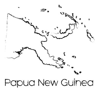 Papua Yeni Gine ülkenin karalanmış şekli