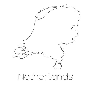 Netherlan ülkenin arka plan üzerinde izole ülke şekli