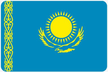 Köşeleri yuvarlatılmış Kazakst ülke bayrağı çizimi