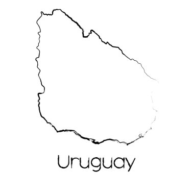 Uruguay ülkenin karalanmış şekli