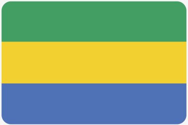 Köşeleri yuvarlatılmış Gabon ülke bayrağı çizimi