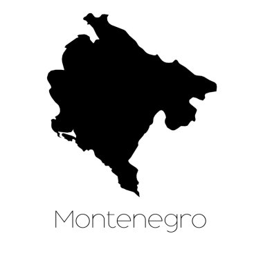 Montenegr ülkenin arka plan üzerinde izole ülke şekli