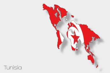 Tunus ülke 3D izometrik bayrağı çizimi