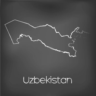 Adı ve şeklini tebeşir gemide izole ülke şekli