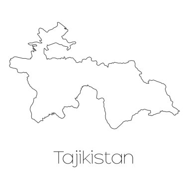 Tajikista ülkenin arka plan üzerinde izole ülke şekli