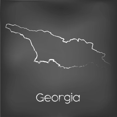 Adı ve şeklini tebeşir gemide izole ülke şekli