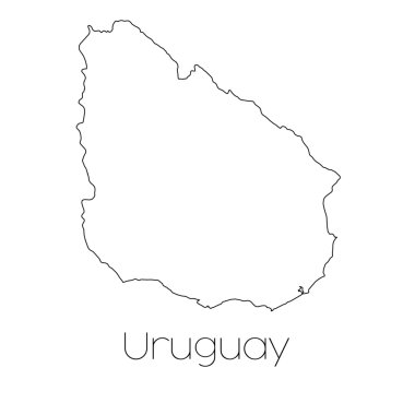 Uruguay ülkenin arka plan üzerinde izole ülke şekli