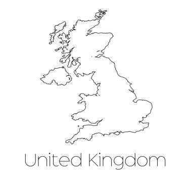 United Ki ülkenin arka plan üzerinde izole ülke şekli