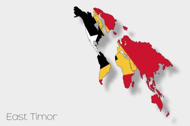 Doğu Timor ülke 3D izometrik bayrağı çizimi