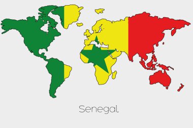 Şeklin içindeki bayrak resmi ülke Dünya Haritası