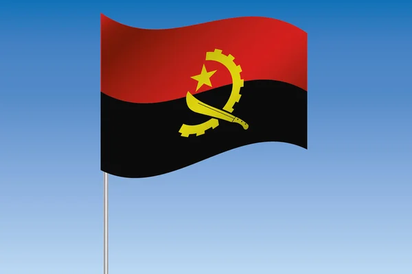 Illustration du drapeau 3D agitant dans le ciel du pays d'Angola — Photo