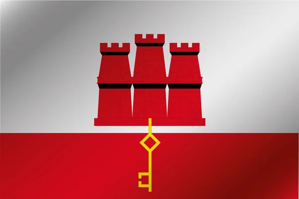 Drapeau ondulé 3D Illustration du pays de Gibraltar — Photo