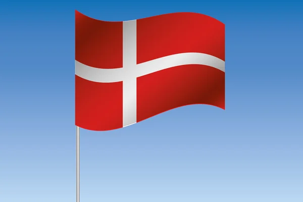 3D απεικόνιση σημαία κυματίζει στον ουρανό της χώρας Denmar — Φωτογραφία Αρχείου