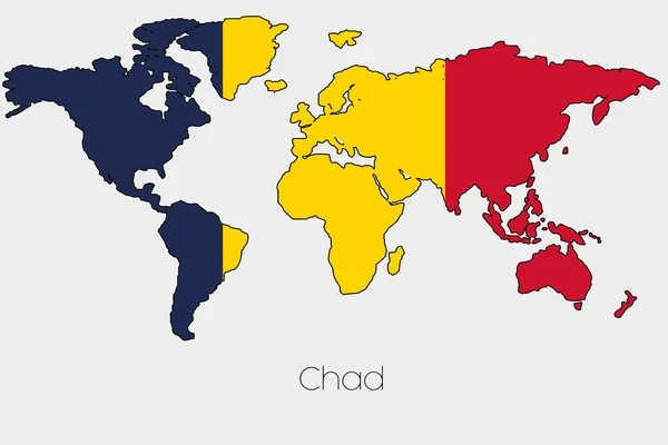 Bandiera Illustrazione all'interno della forma di una mappa del mondo del paese — Foto Stock
