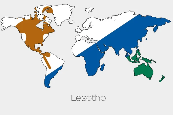 Flaga ilustracja wewnątrz kształtu świata mapa kraju — Zdjęcie stockowe