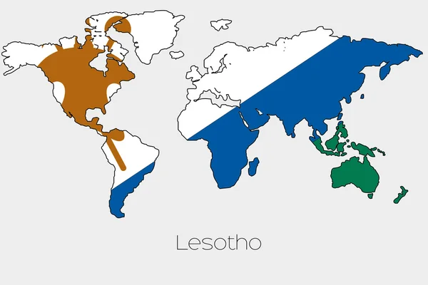 国の世界地図の図形の内部フラグのイラスト — ストック写真